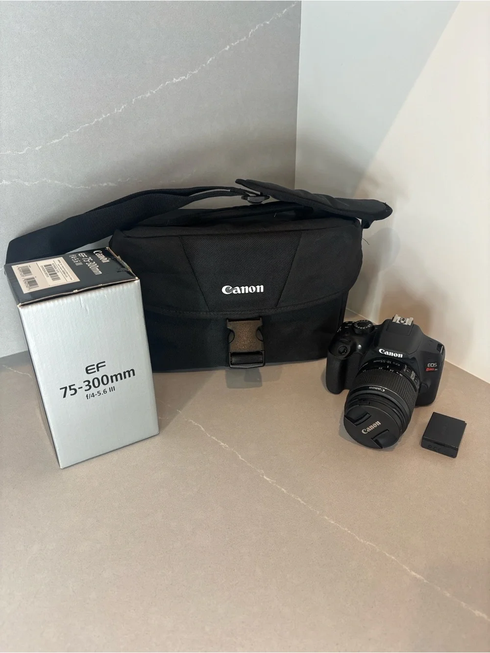 Canon EOS Rebel T6 DSLR Camera Bundle w/ EF-S 18-55mm, 75-300mm Lenses and Bag